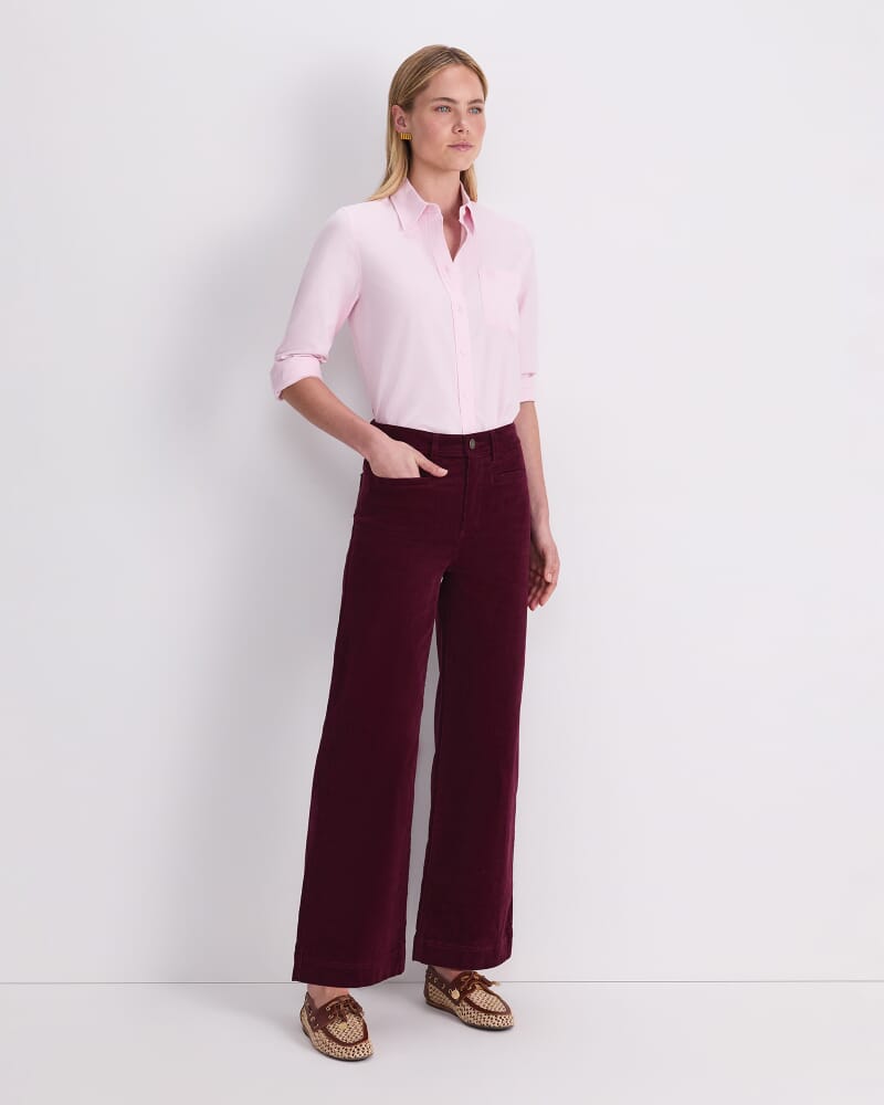 Cleo Cord Wide Leg Jean in WINE
