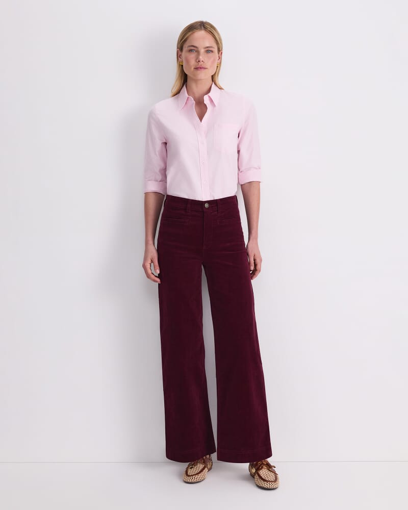 Cleo Cord Wide Leg Jean in WINE