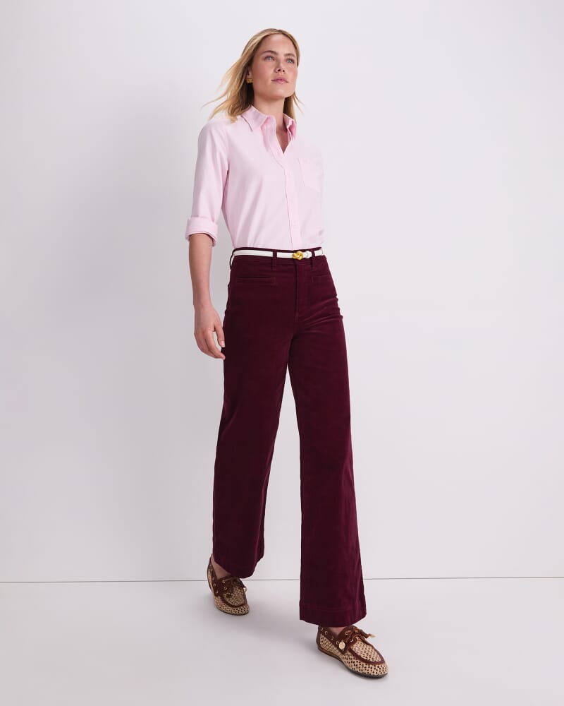 Cleo Cord Wide Leg Jean in WINE