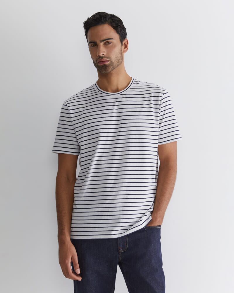 Supersoft Stripe Tee in WHITE/NAVY