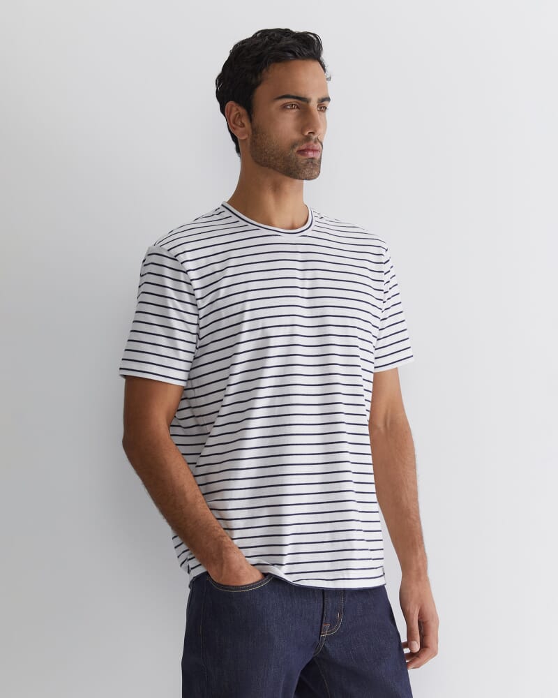 Supersoft Stripe Tee in WHITE/NAVY