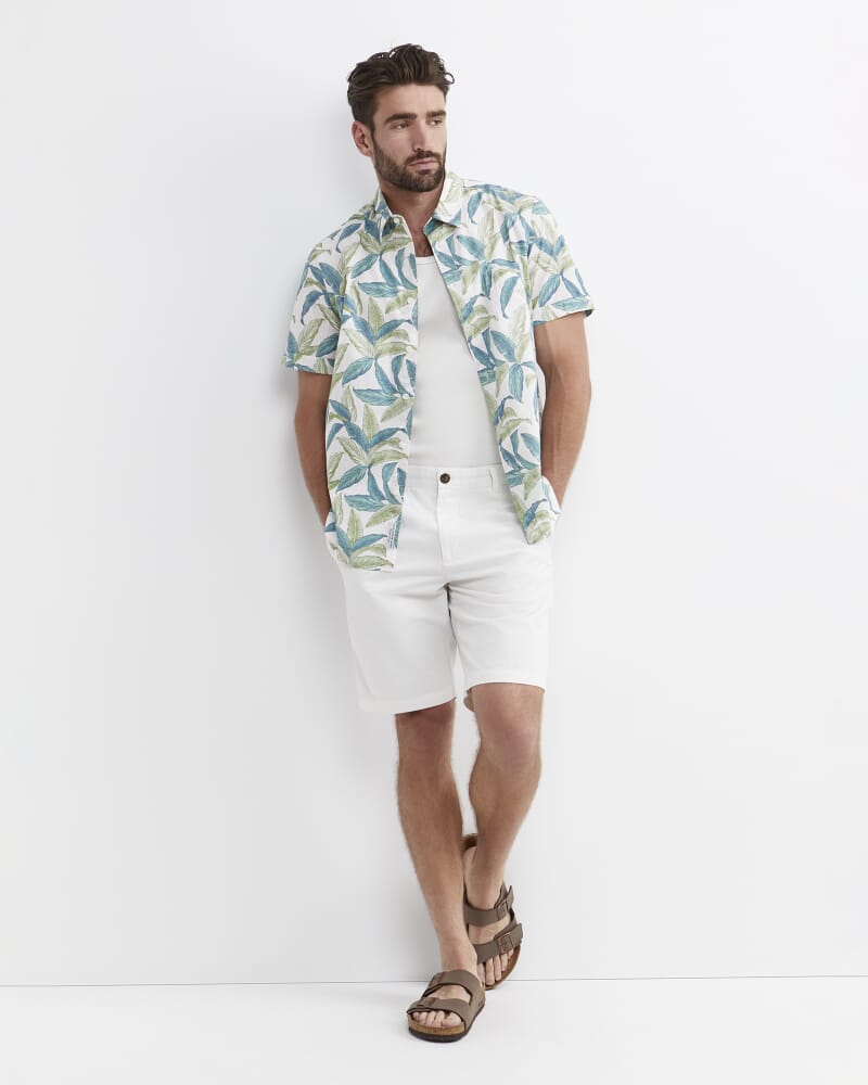 Howard Short Sleeve Cotton Shirt in WHITE/MULTI