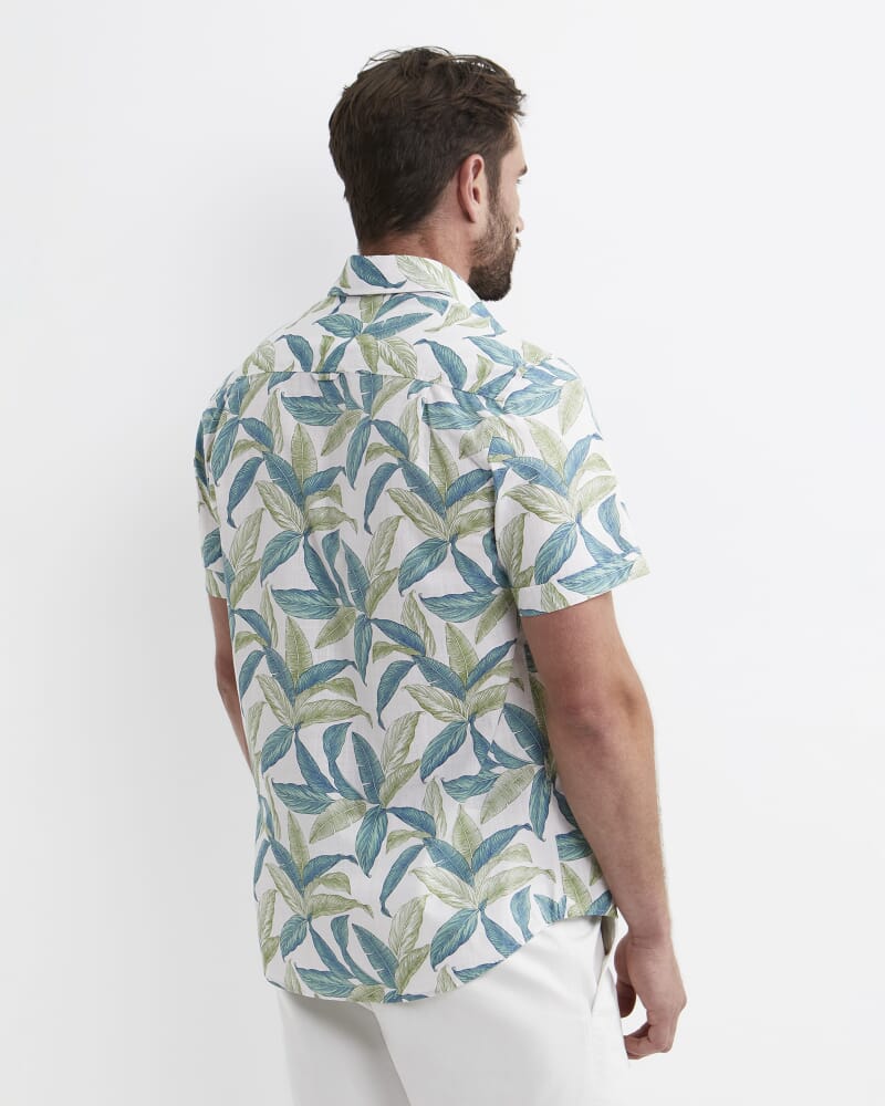 Howard Short Sleeve Cotton Shirt in WHITE/MULTI