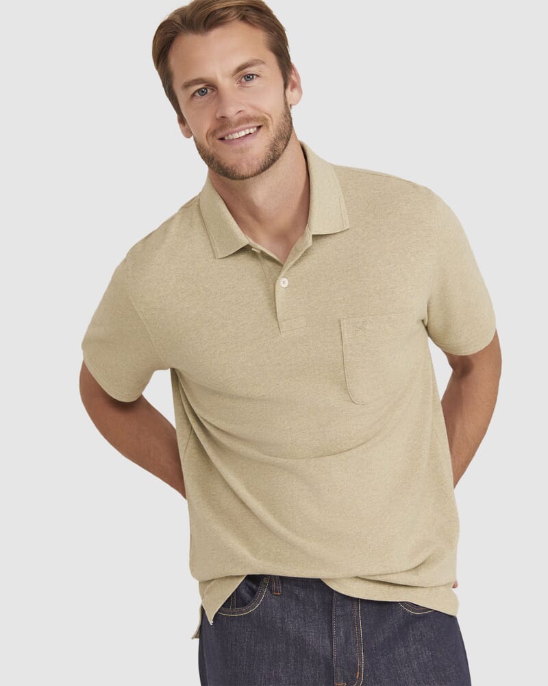 Pique Polo Melange in LIGHT OLIVE