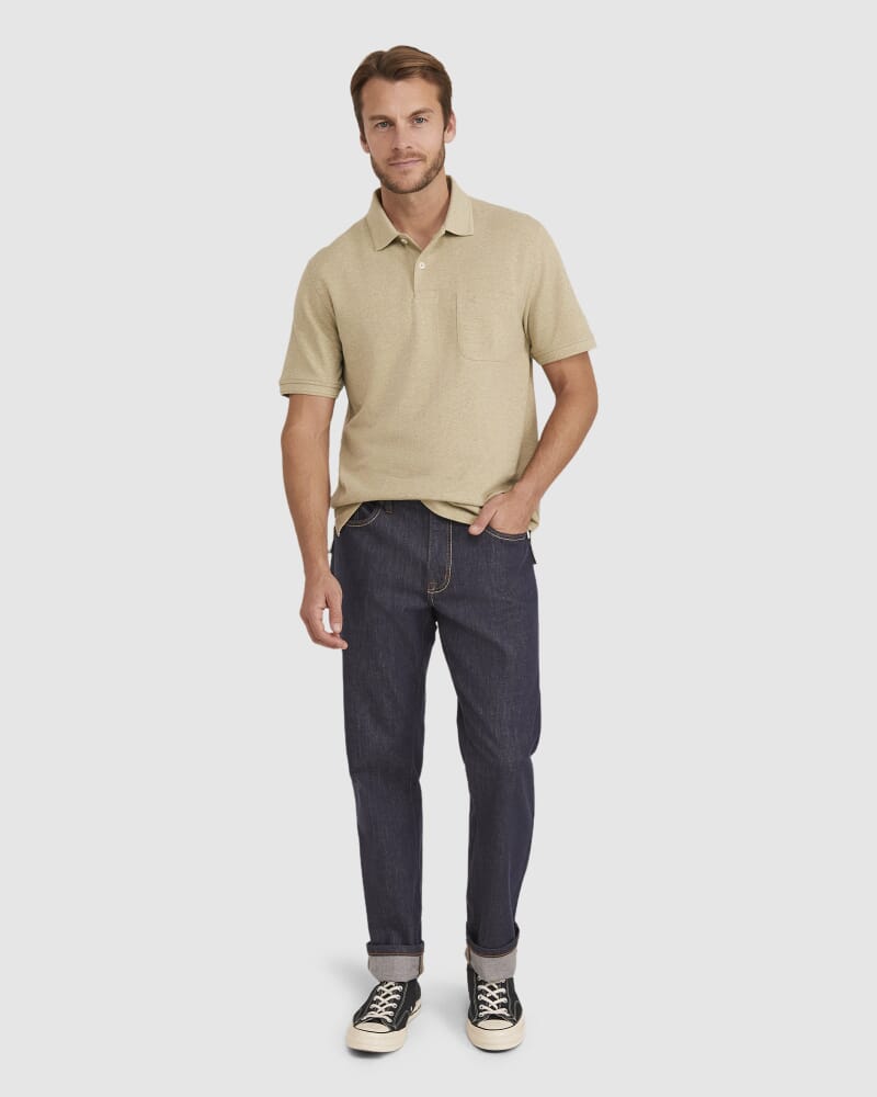 Pique Polo Melange in LIGHT OLIVE