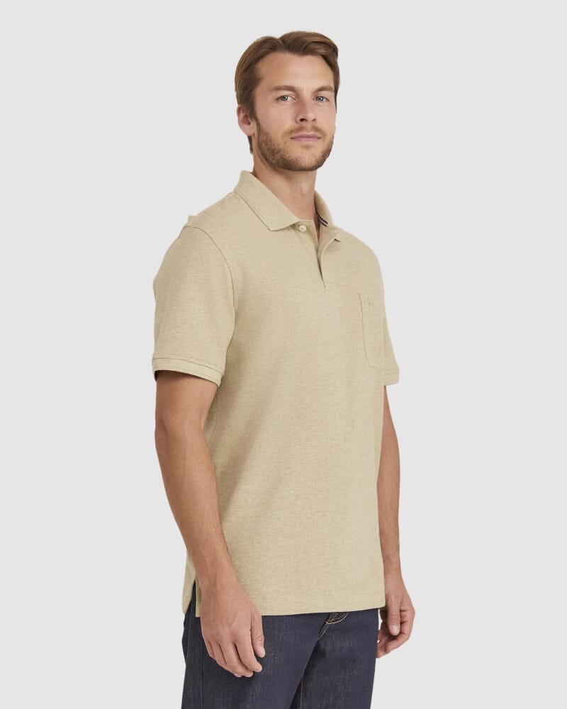 Pique Polo Melange in LIGHT OLIVE