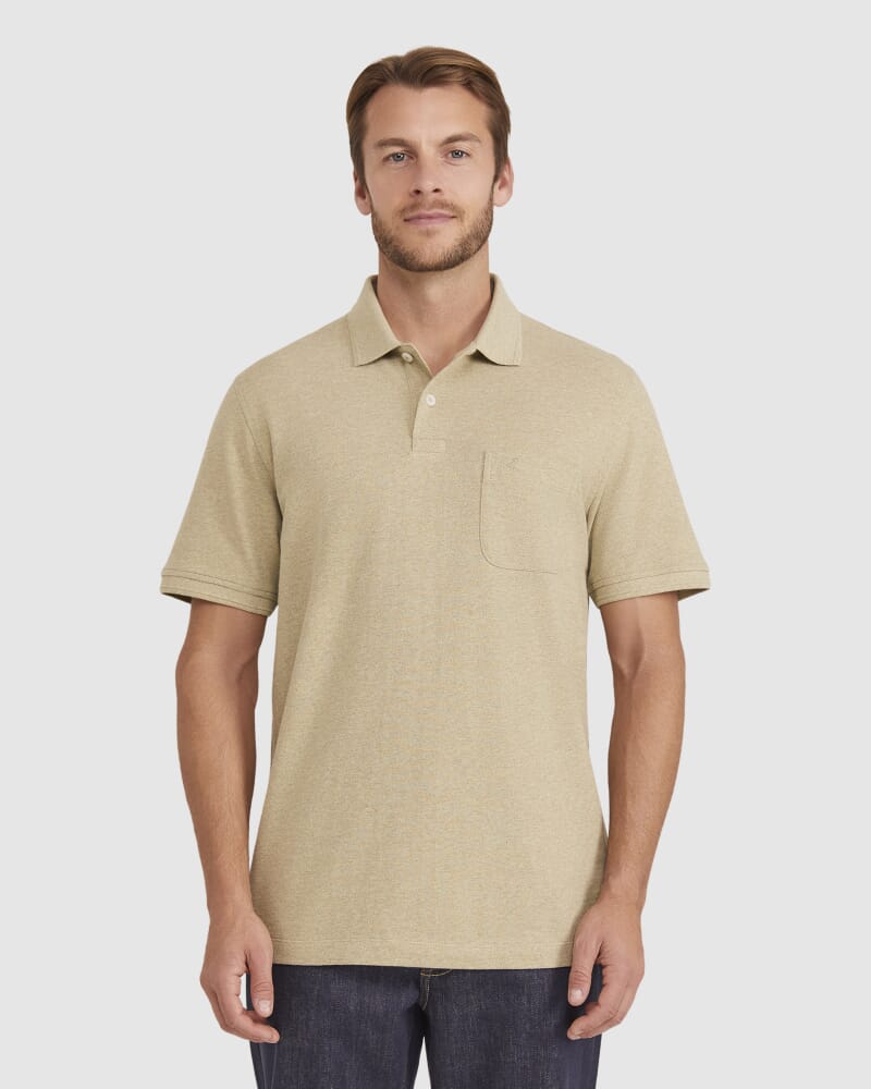 Pique Polo Melange in LIGHT OLIVE