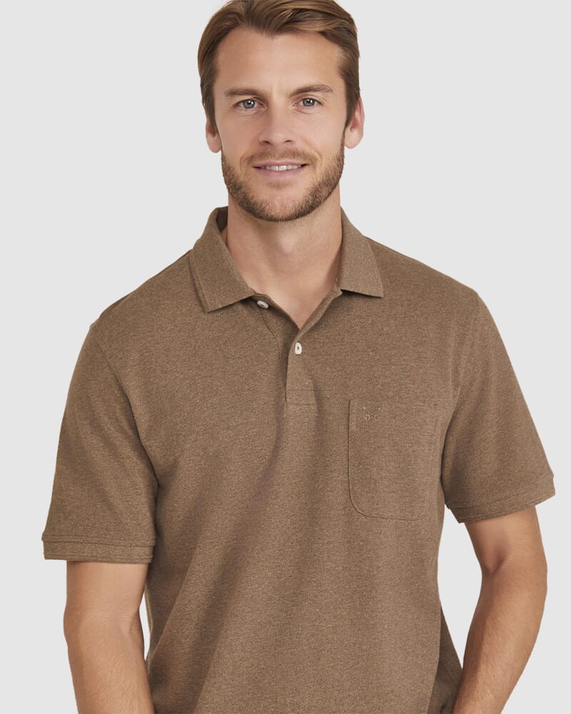 Pique Polo Melange in MOCHA MELANGE