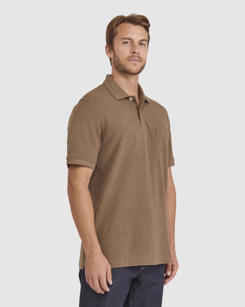 Pique Polo Melange in MOCHA MELANGE