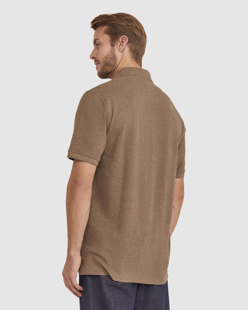 Pique Polo Melange in MOCHA MELANGE