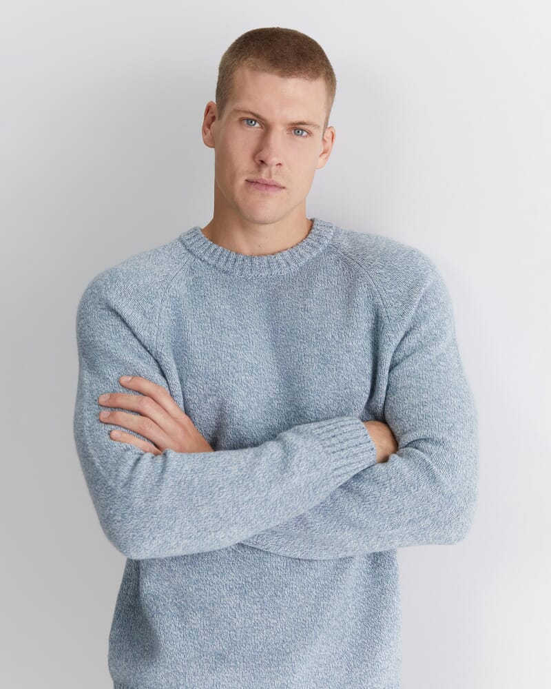 Drysdale Crew Neck Merino Knit in BLUE MIST