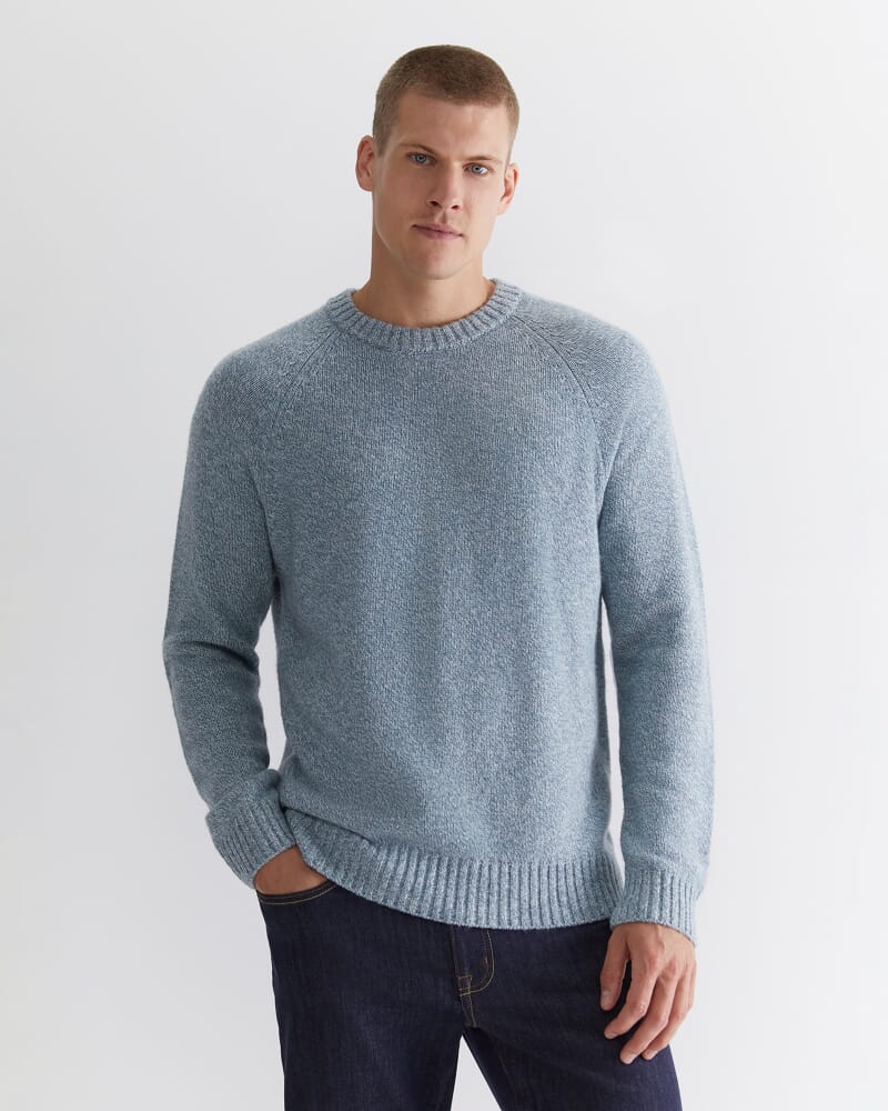 Drysdale Crew Neck Merino Knit in BLUE MIST