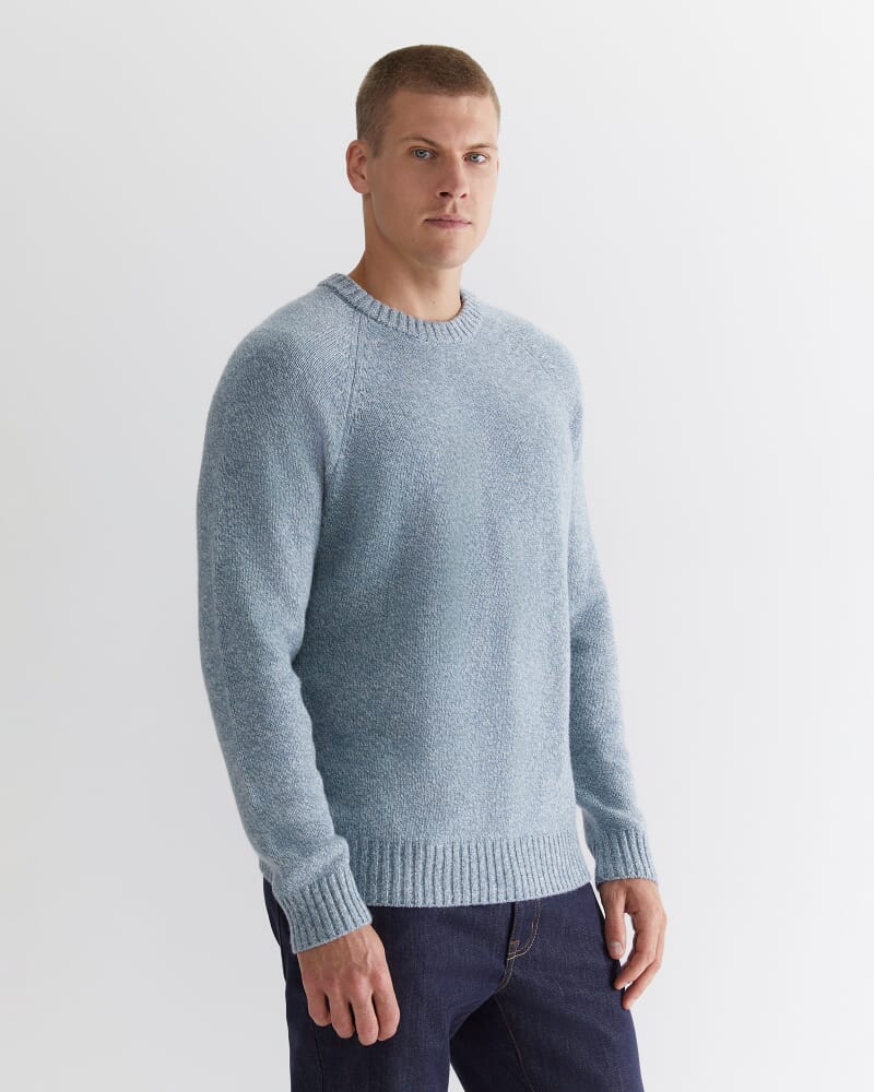 Drysdale Crew Neck Merino Knit in BLUE MIST