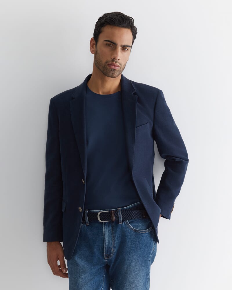 Italian Moleskin Blazer in NAVY