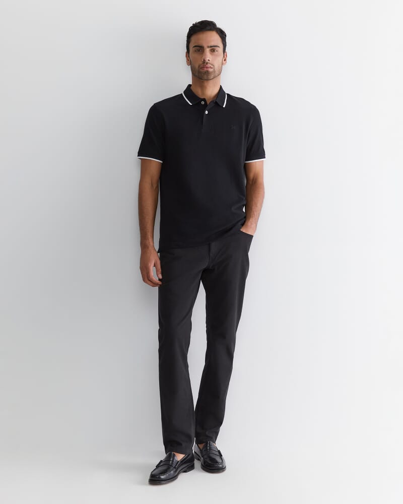 SC Tipped Pique Polo in BLACK