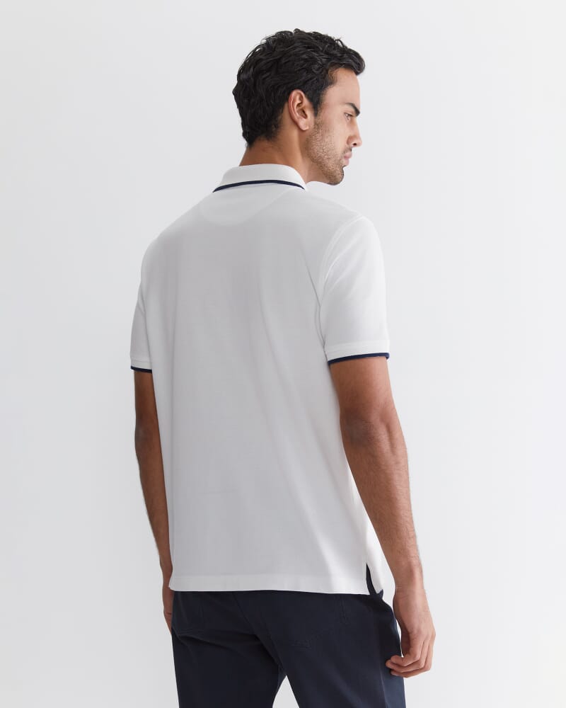 SC Tipped Pique Polo in WHITE