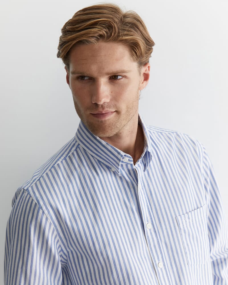 Oxford Stripe Long Sleeve Shirt in DUTCH BLUE