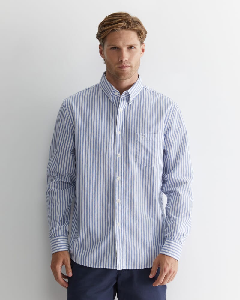 Oxford Stripe Long Sleeve Shirt in DUTCH BLUE
