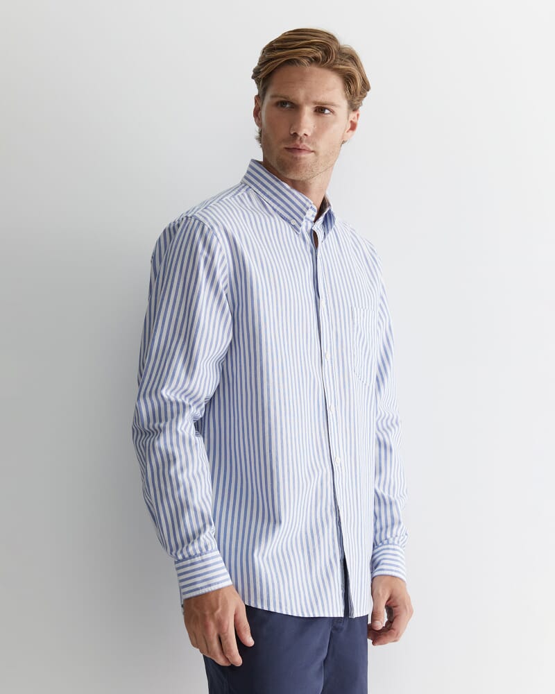 Oxford Stripe Long Sleeve Shirt in DUTCH BLUE
