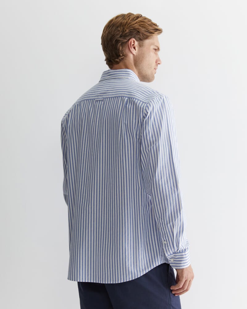 Oxford Stripe Long Sleeve Shirt in DUTCH BLUE