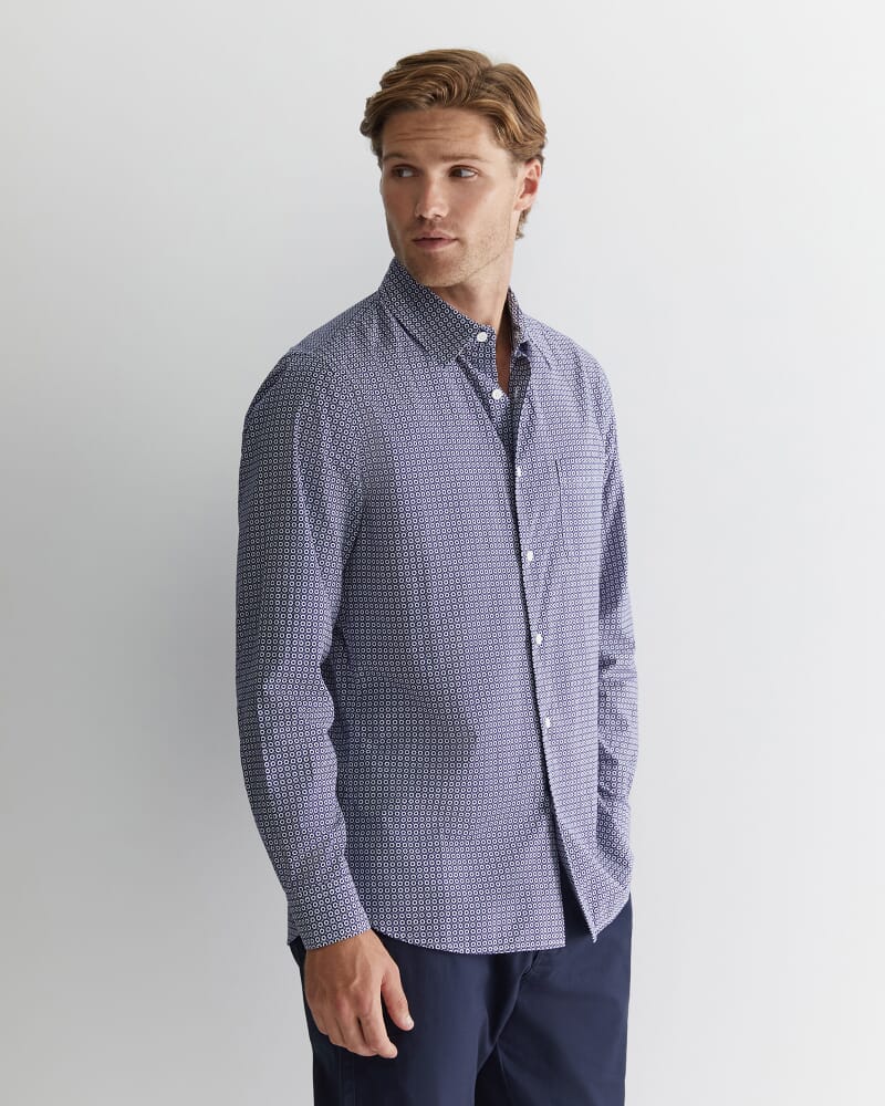 Claremont Print Shirt in BALL POINT BLUE