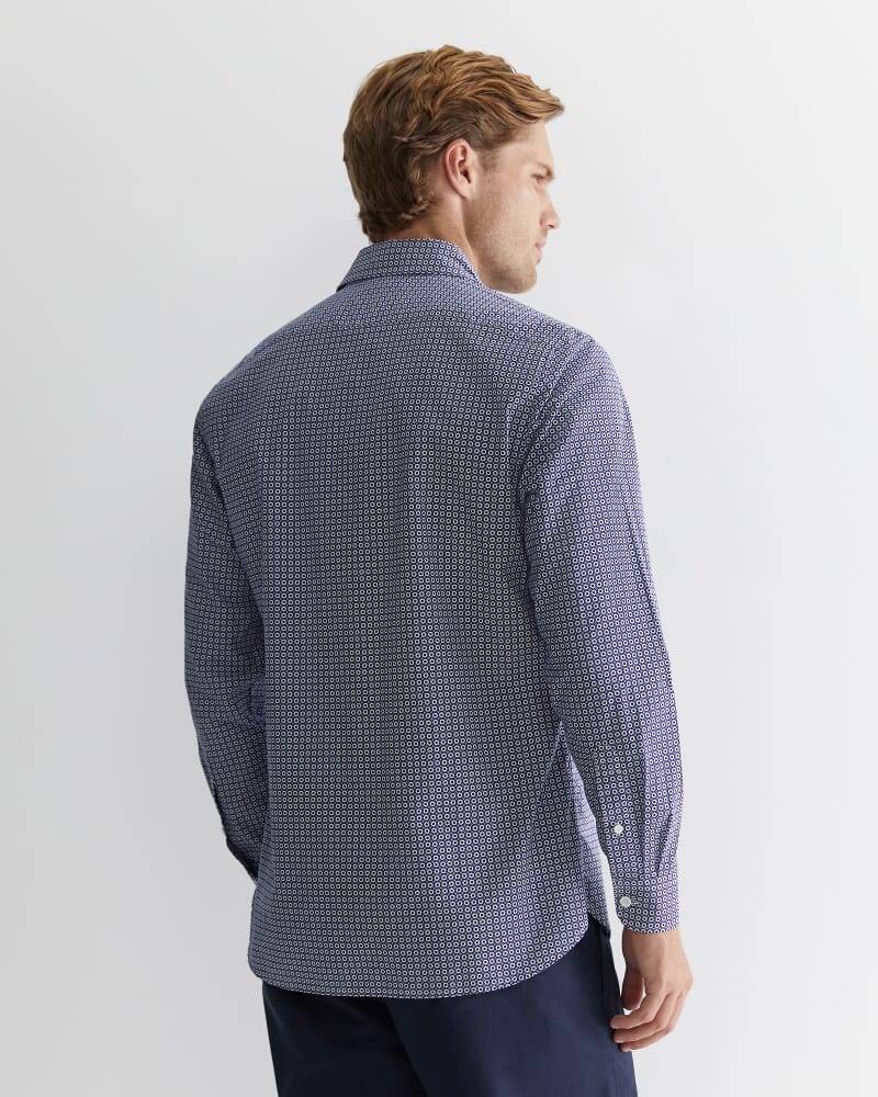 Claremont Print Shirt in BALL POINT BLUE