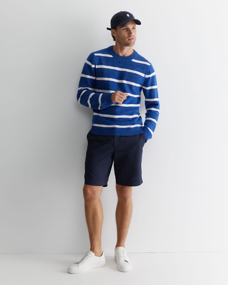 Oliver Stripe Knit in INDIGO/WHITE