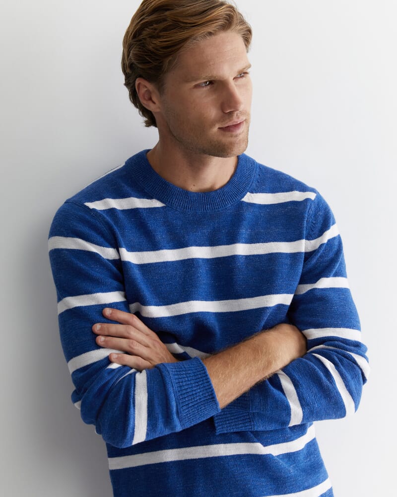 Oliver Stripe Knit in INDIGO/WHITE
