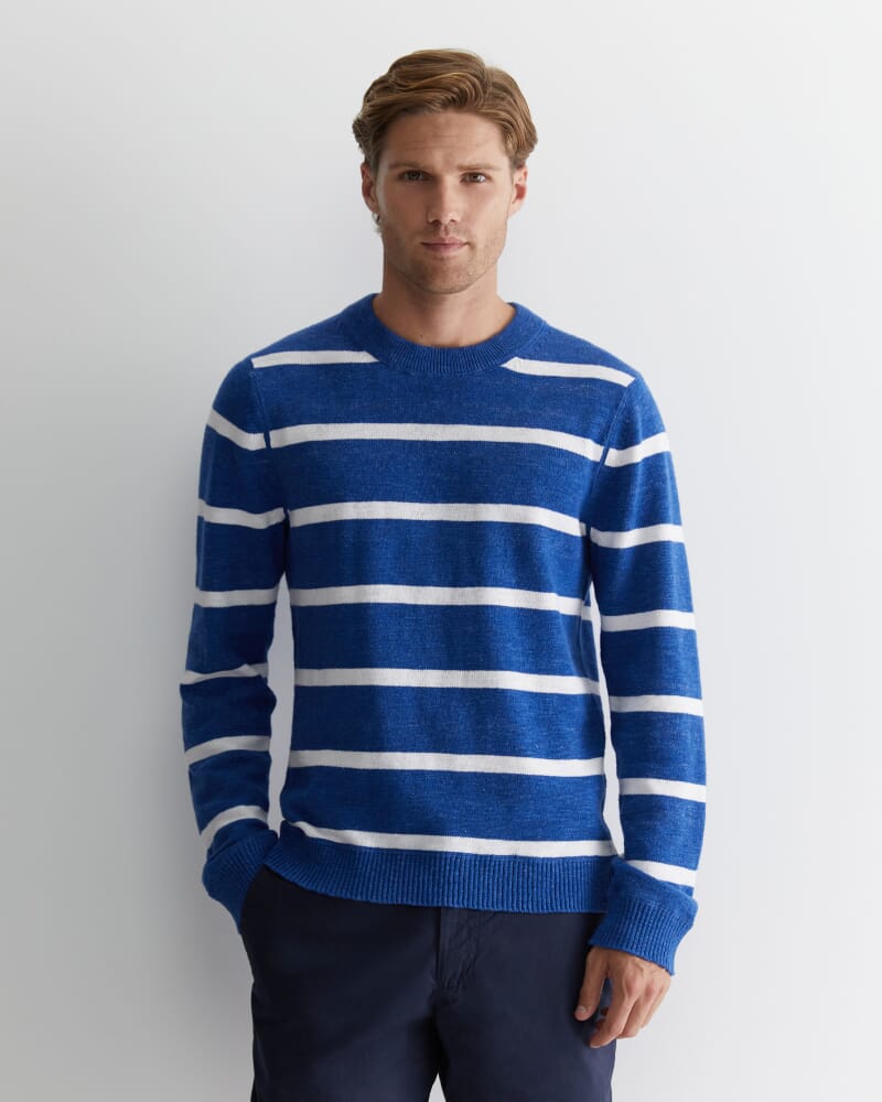 Oliver Stripe Knit in INDIGO/WHITE