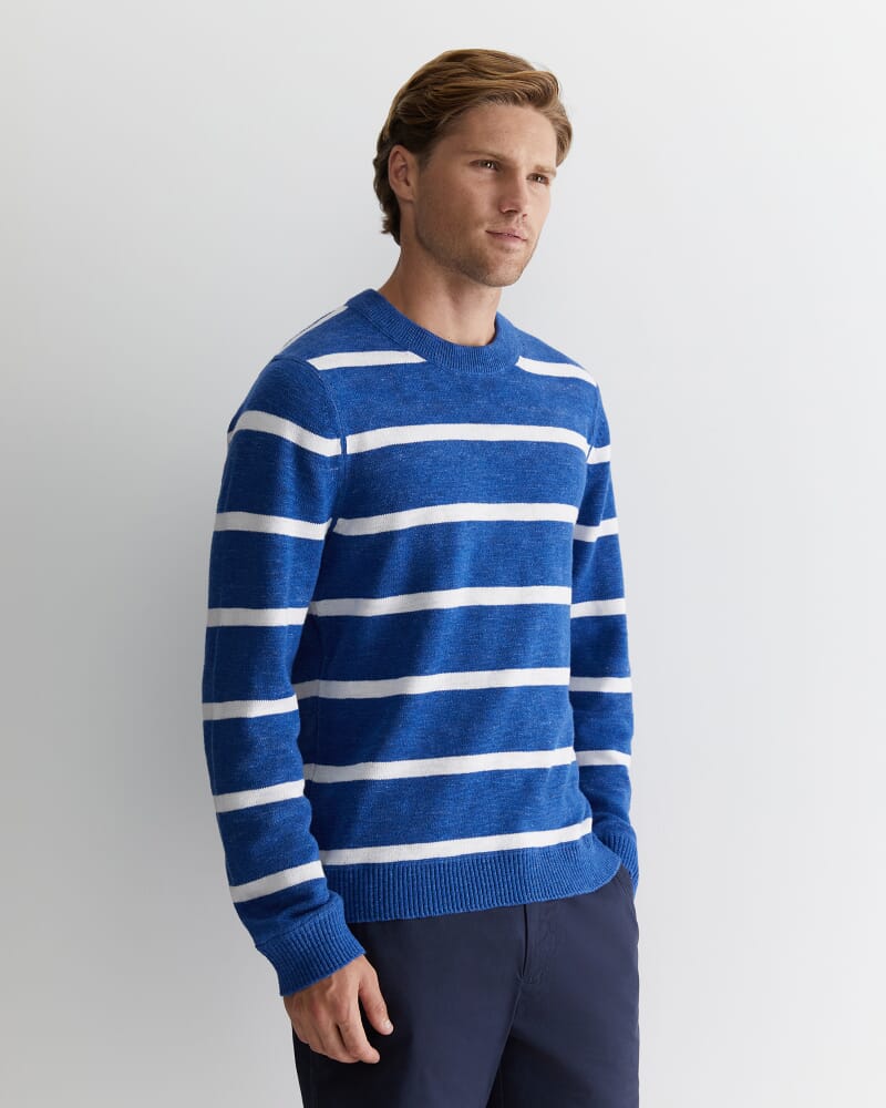 Oliver Stripe Knit in INDIGO/WHITE