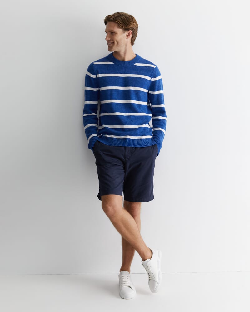 Oliver Stripe Knit in INDIGO/WHITE