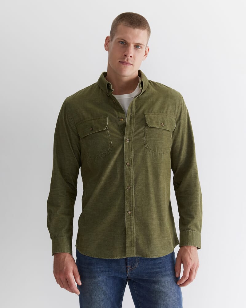 Cullen Cord Shirt in MOSS