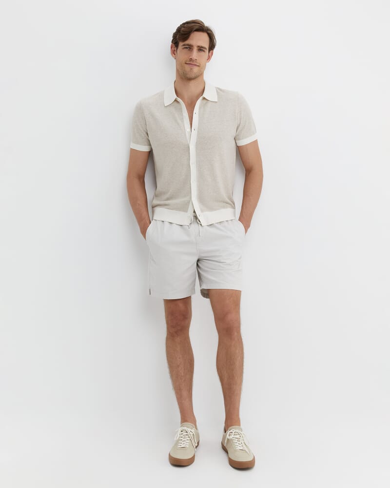 Ellis Knitted Short Sleeve Shirt in NATURAL MELANGE