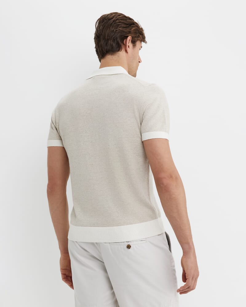 Ellis Knitted Short Sleeve Shirt in NATURAL MELANGE