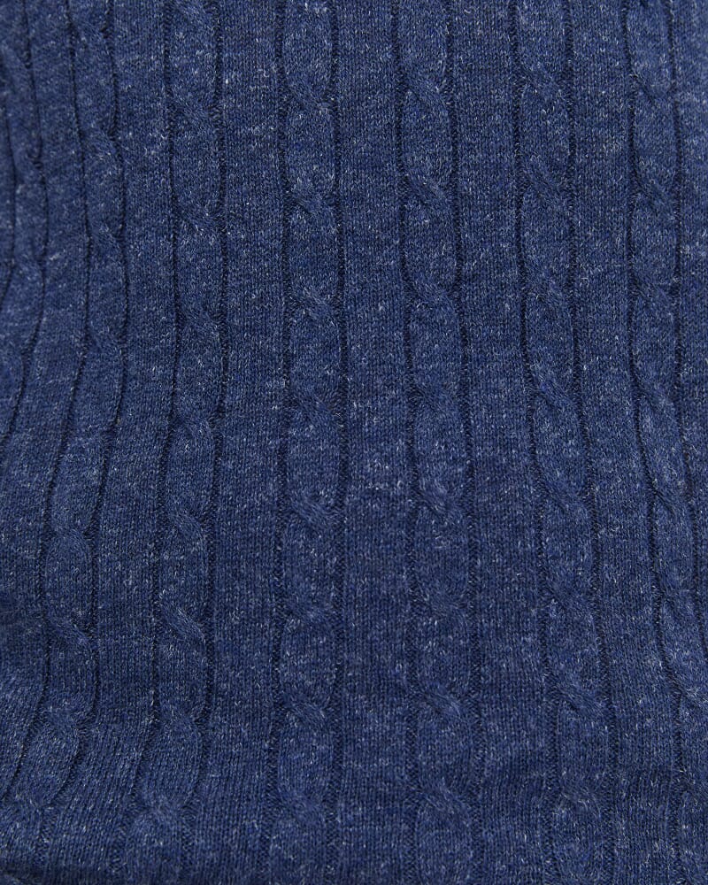 Murrinar Cable Knit Polo in DARK BLUE MELANGE