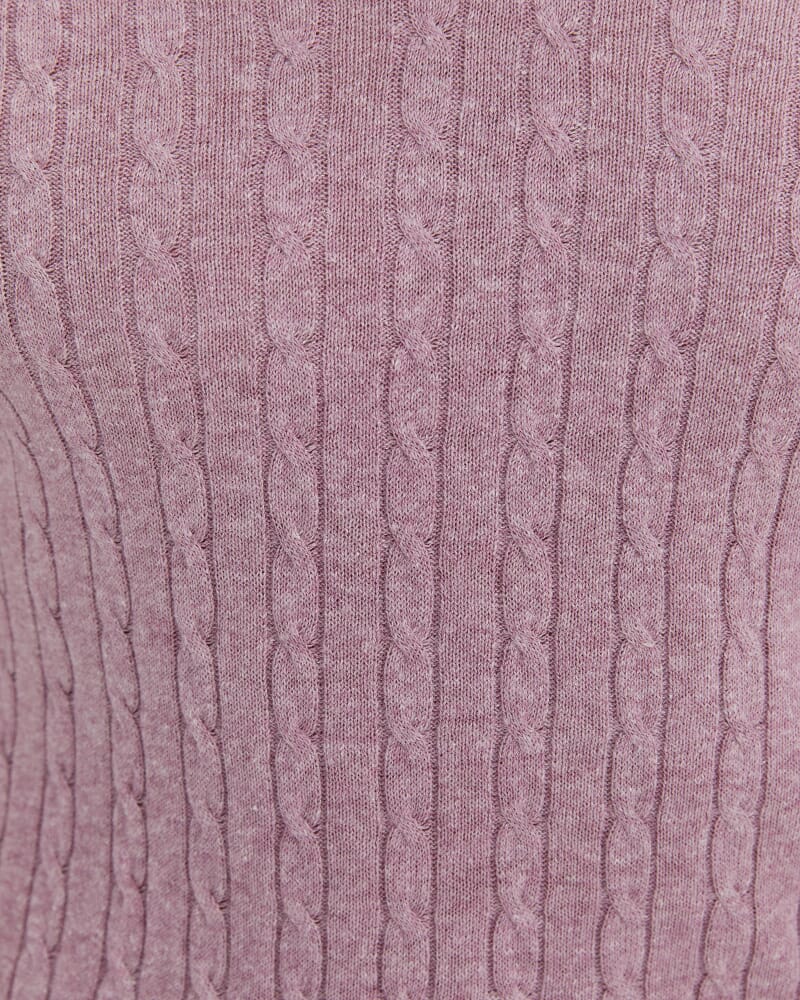 Murrinar Cable Knit Polo in PINK MELANGE