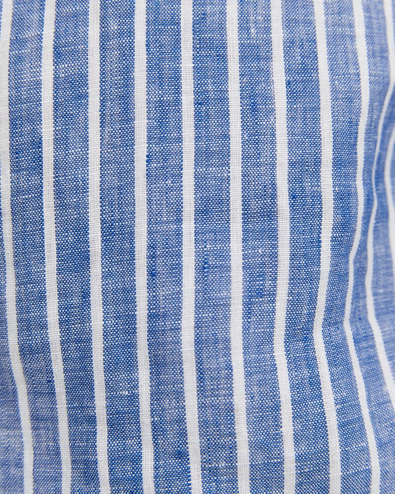 Chalmers Long Sleeve Stripe Linen Shirt in BLUE/WHITE
