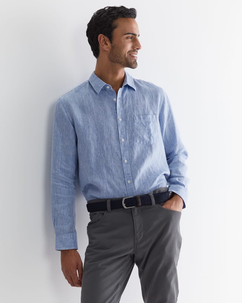 Long Sleeve Linen Shirt in CHAMBRAY