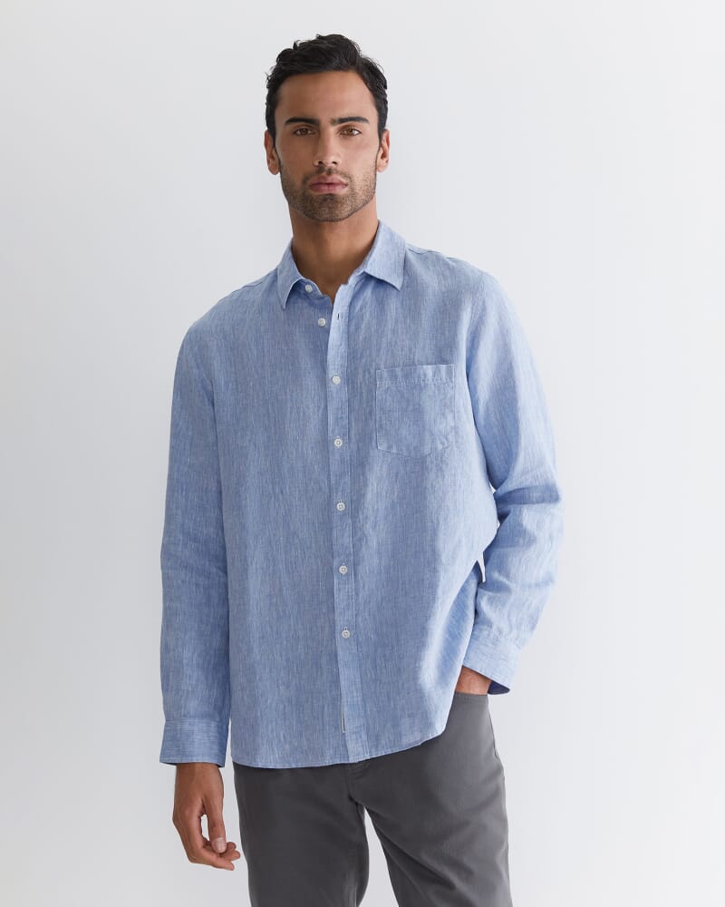 Long Sleeve Linen Shirt in CHAMBRAY