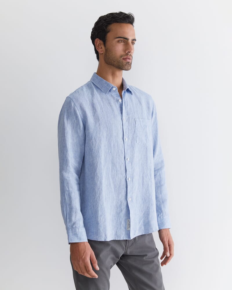 Long Sleeve Linen Shirt in CHAMBRAY