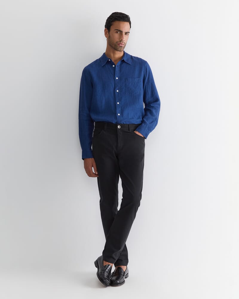 Long Sleeve Linen Shirt in INDIGO