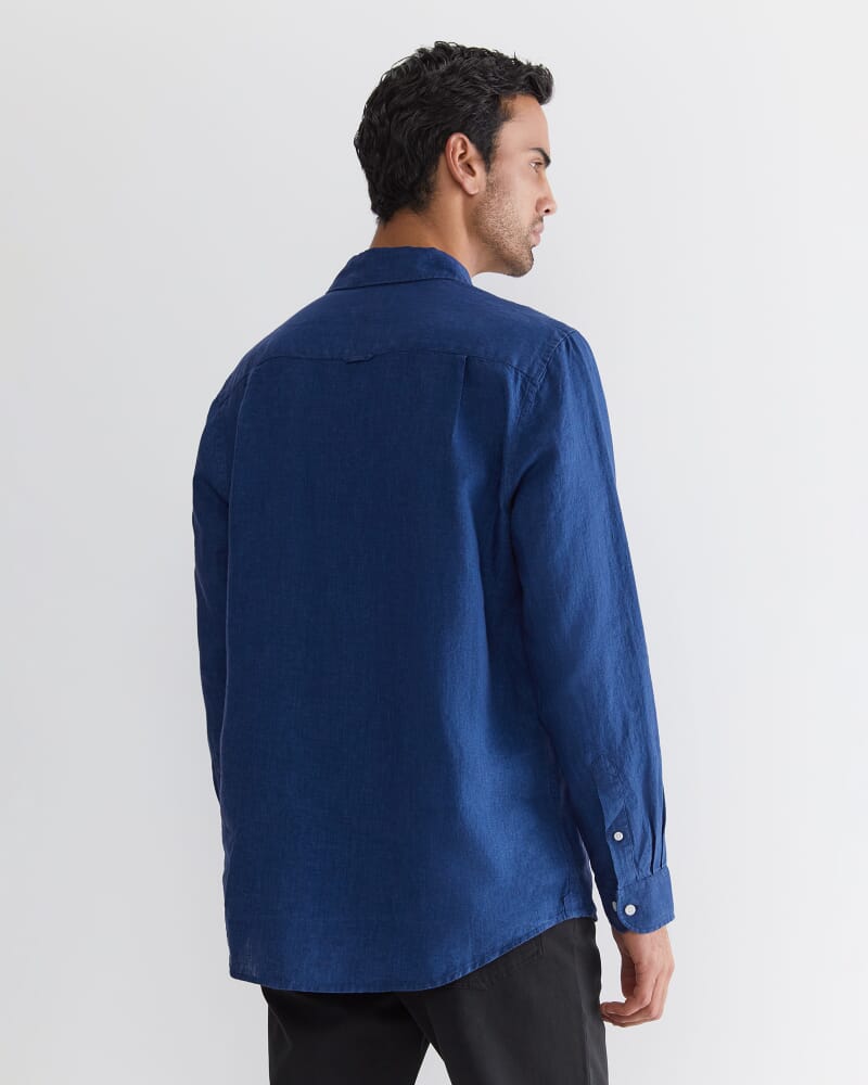 Long Sleeve Linen Shirt in INDIGO