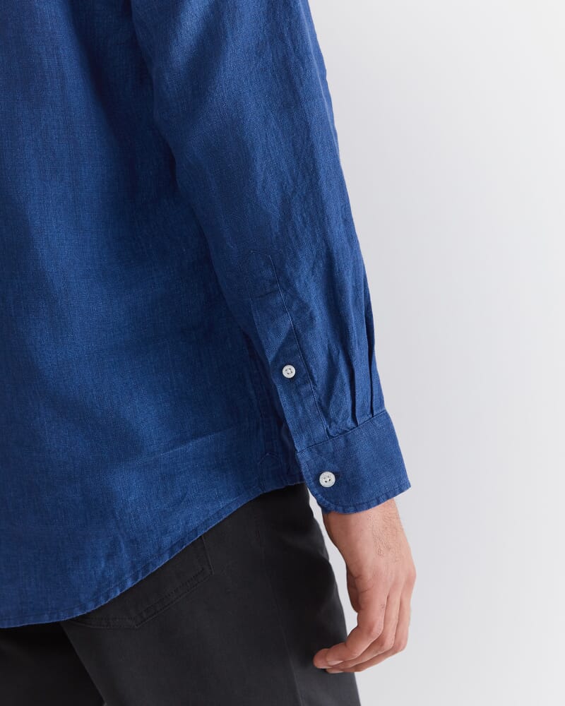 Long Sleeve Linen Shirt in INDIGO