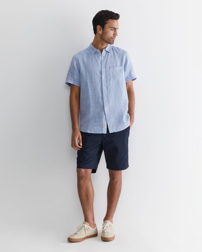 Short Sleeve Linen Shirt in CHAMBRAY