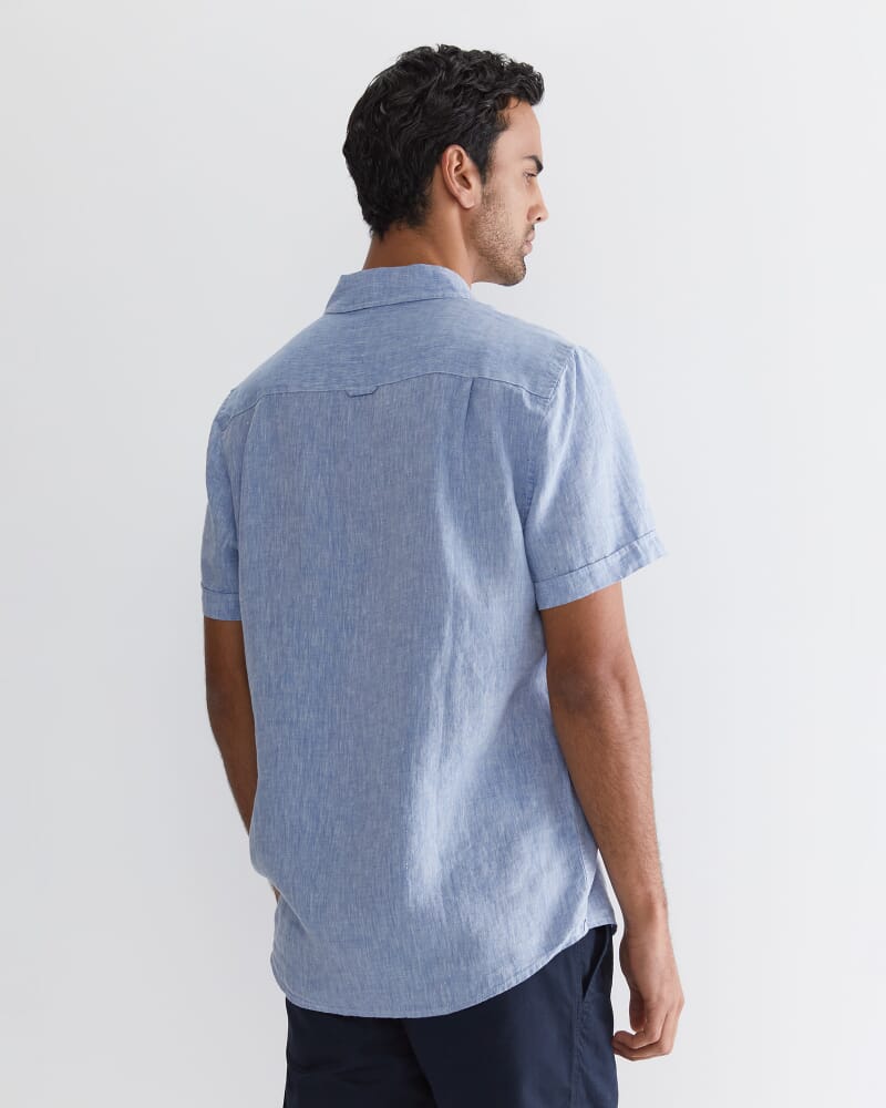 Short Sleeve Linen Shirt in CHAMBRAY