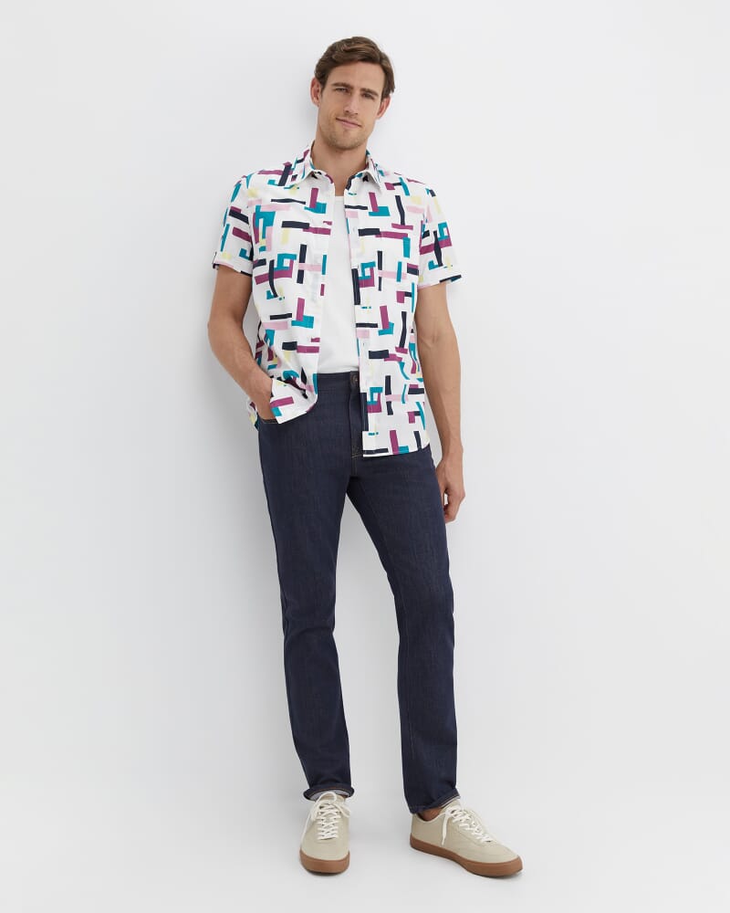 Barnes Short Sleeve Shirt in WHITE/MULTI