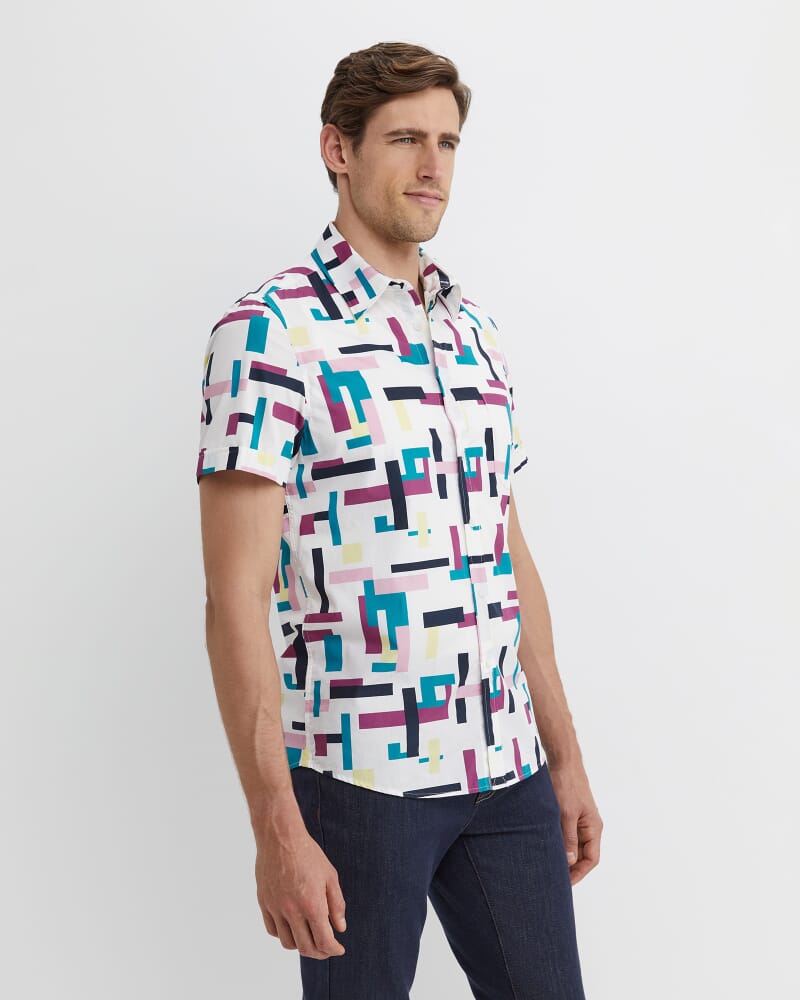 Barnes Short Sleeve Shirt in WHITE/MULTI