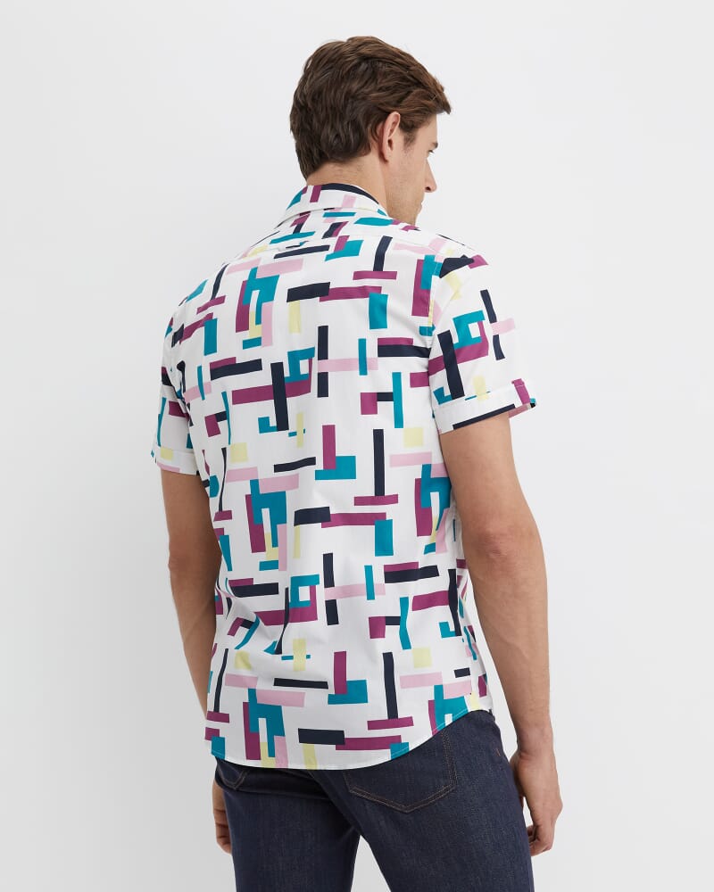 Barnes Short Sleeve Shirt in WHITE/MULTI