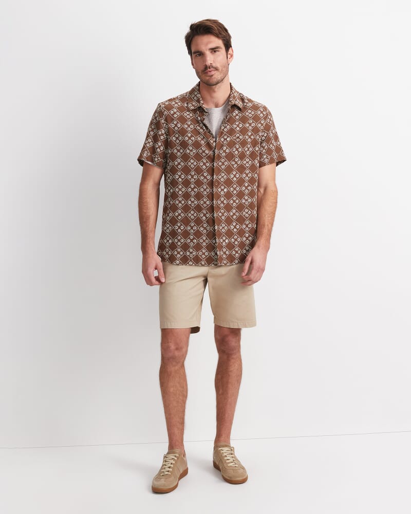 Howes Short Sleeve Print Shirt in BROWN