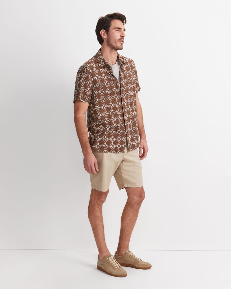 Howes Short Sleeve Print Shirt in BROWN